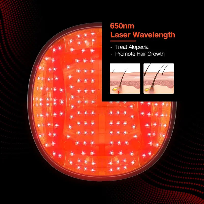 Inside view of the Glokore cap showing the red light LED array used for low level laser therapy